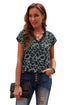 Floral Scalloped V Neck Short Sleeves Top